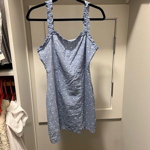 Blue dress with polka dots